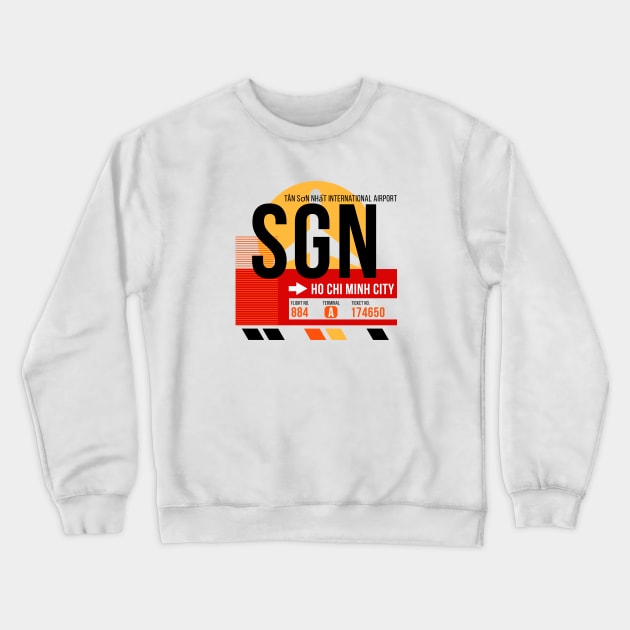 Ho Chi Minh City (SGN) Airport // Sunset Baggage Tag Crewneck Sweatshirt by Now Boarding